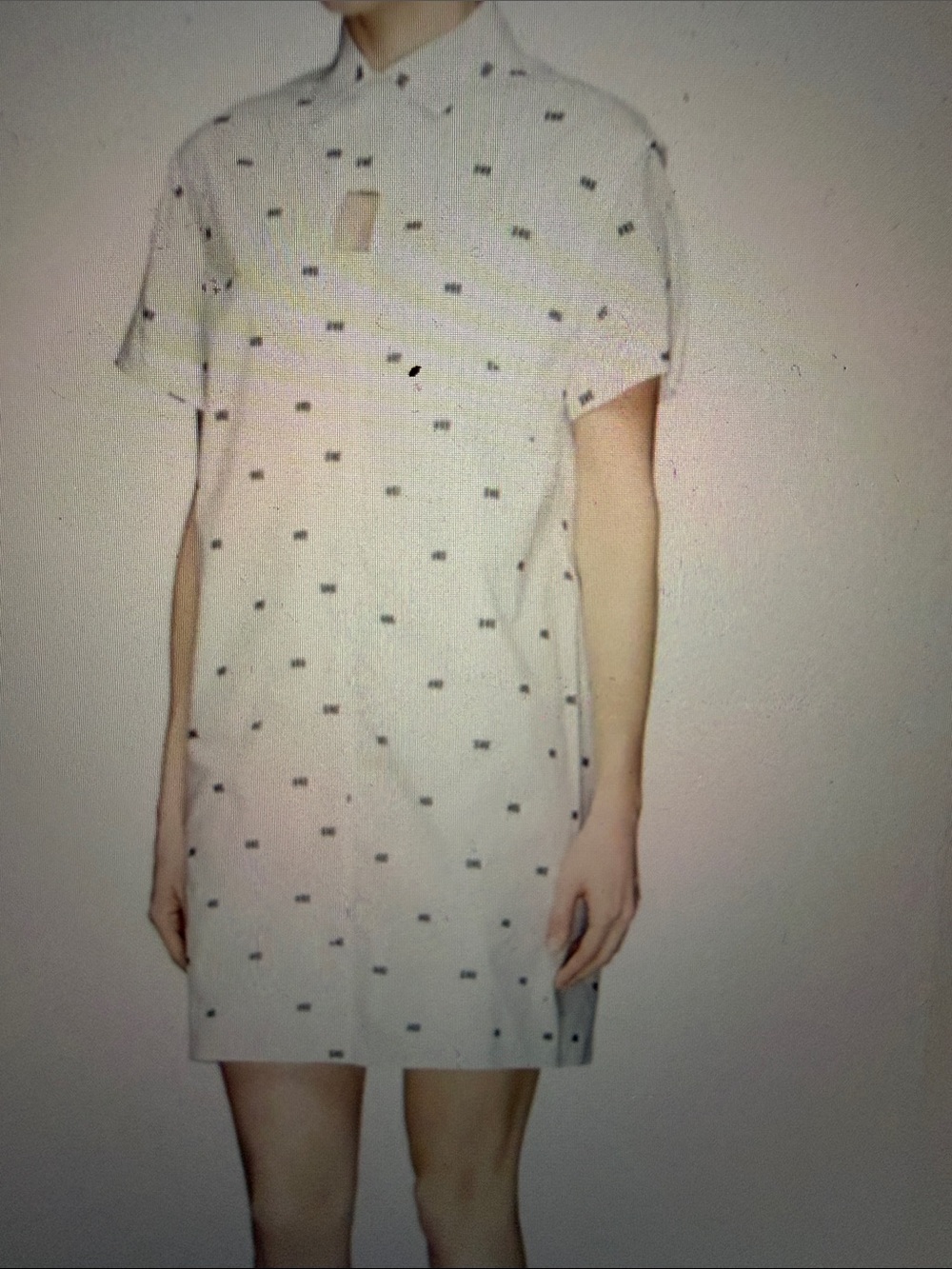 Rare KENZO Poplin Light Green Button-Up Shirt dress with Embroidered NON OUI